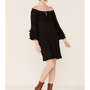 ROPER WOMEN'S RUFFLE SLEEVE DRESS Small Black